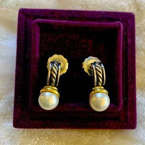 David Yurman SS/14kt Gold Pearl Earrings